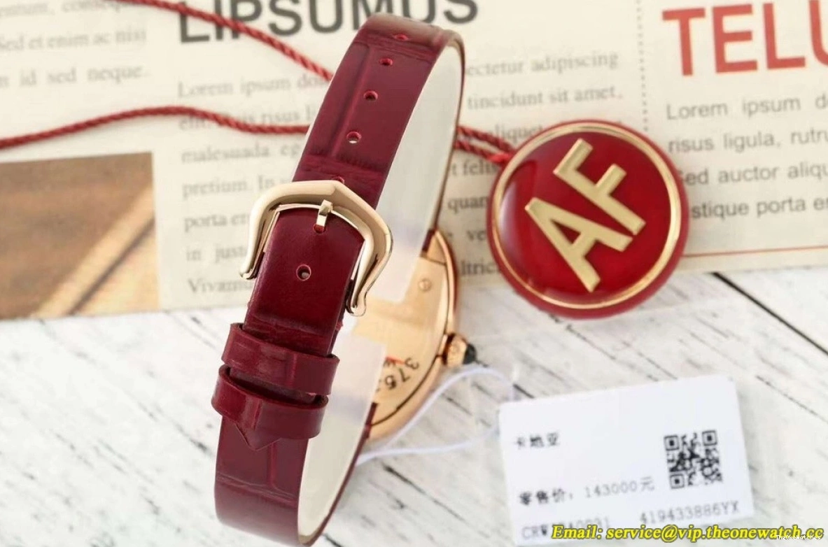 LE AF Ladies Red Baignoire Quartz White RG Dial 31mm 0212